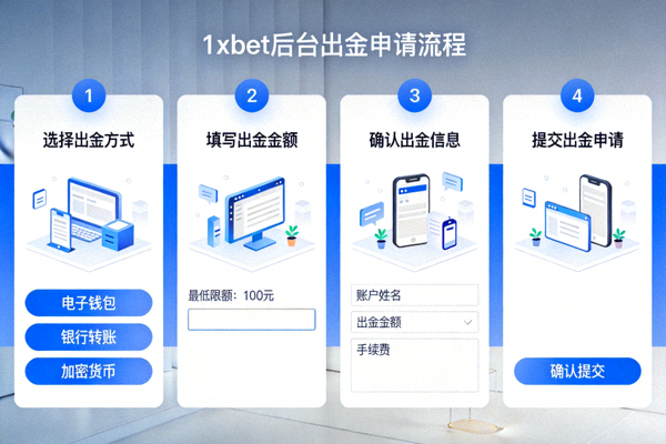 1xbet 後台出金申請步驟圖解，從選擇方式到提交申請的介面指引