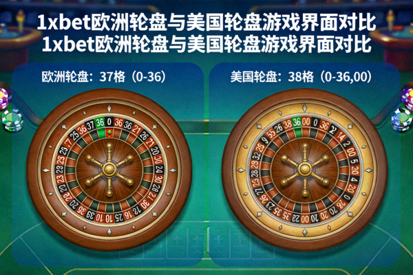 1xbet 歐洲輪盤與美國輪盤遊戲界面對比
