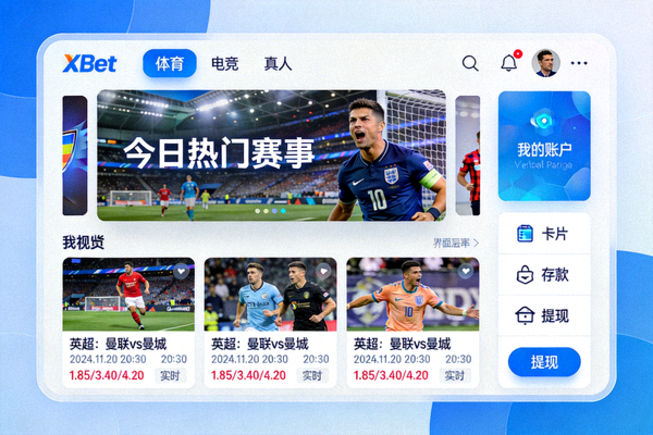 1xbet 平台主介面與賽事列表展示圖